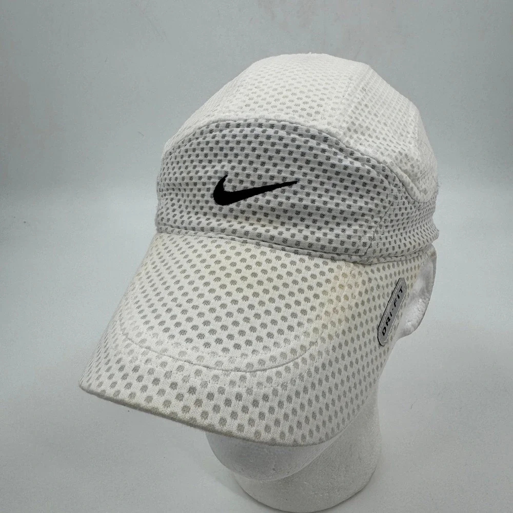 Vintage Nike Tailwind Dri-FIT Mesh Running Hat One Size White 5-Panel Adjustable